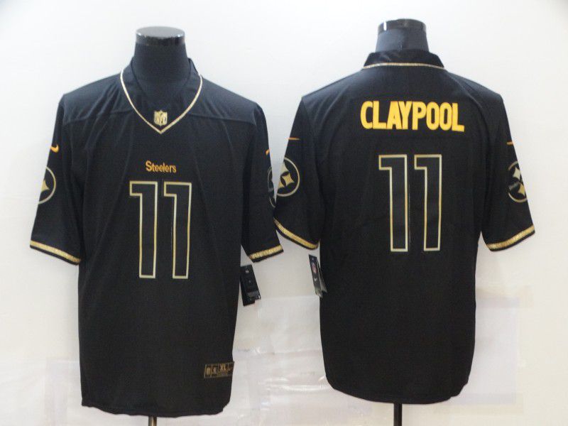 Men Pittsburgh Steelers 11 Claypool Black gold lettering 2020 Nike NFL Jersey